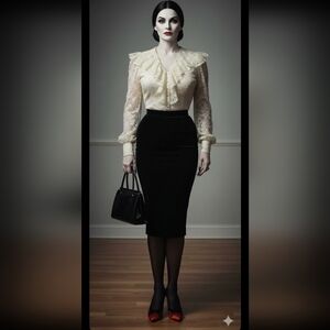 Vintage 60s 70s Ruffled Poet Blouse L